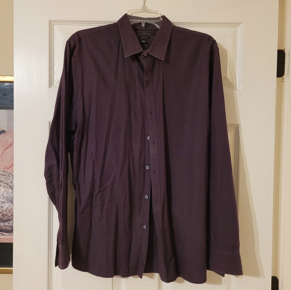 Men's Marc Anthony Slim Fit Button Front Long Sleeve Casual Dress Shirt Sz L - Picture 4 of 9